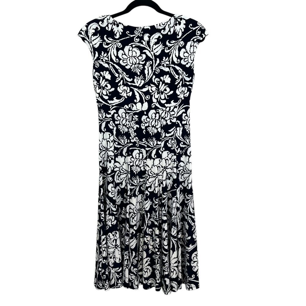 Lauren Ralph Lauren Women Dress Floral Fit & Flare Ruched VNeck Cap Sleeves Sz 4 - Picture 4 of 5